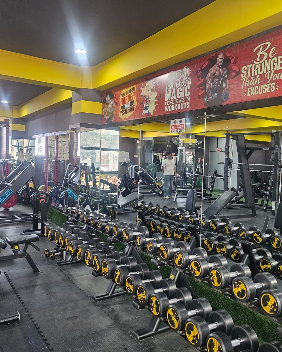 Rows of dumbbells for strength training at Body Workshop Kathmandu
